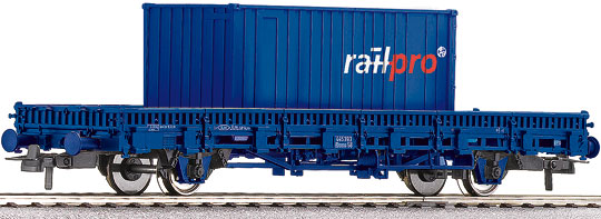 Flat car with container (COFC)<br /><a href='images/pictures/Roco/66678.jpg' target='_blank'>Full size image</a>